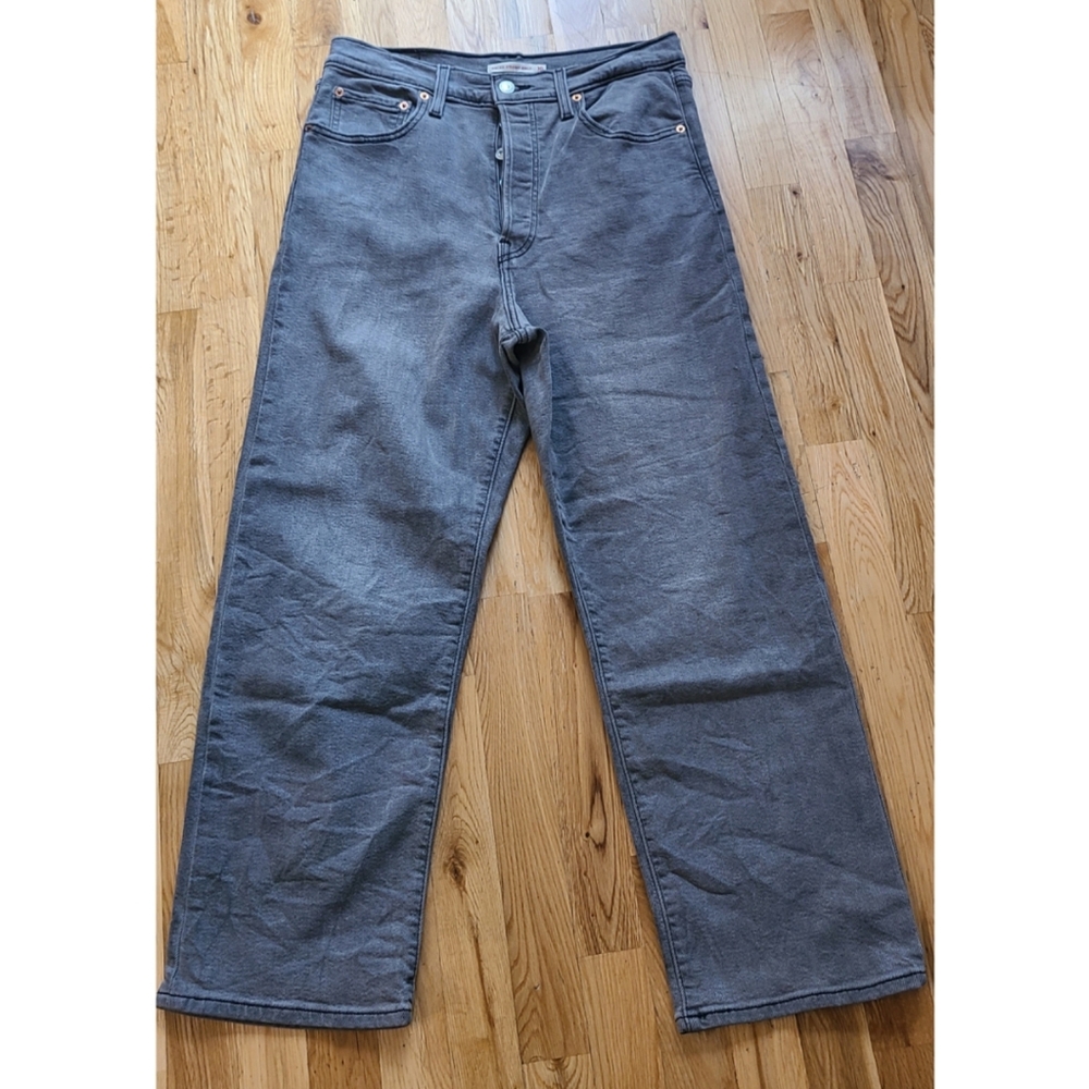 Levi's Ribcage Straight Ankle Women's Jeans Sz 30 Gray Wash Skater Grunge - Picture 10 of 11